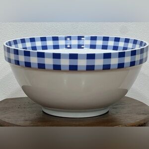 Crate&Barrel Gingham Blue Mixing Bowl